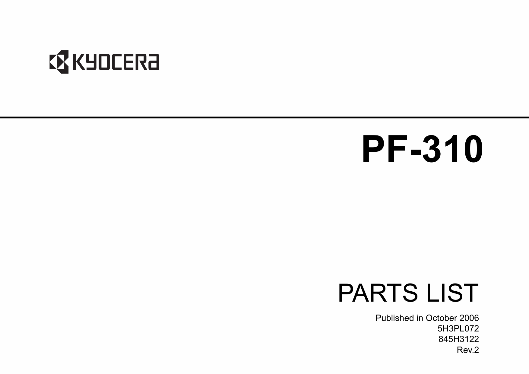 KYOCERA Options Paper-Feeder-PF-310 Extra-Tray Parts Manual-1